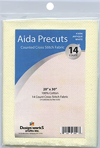 Image of 14 Count Aida Fabric Pre-Cut for Counted Cross Stitch - Antique White