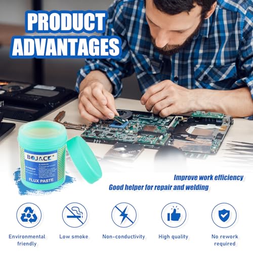 Image of BOJACK Solder Paste Flux No Clean Free Environmentally Friendly Soldering Flux Paste Ideal for CPU Disassembly Assembly Special BGA PCB SMD Repair and Soldering(5.15oz /146g)