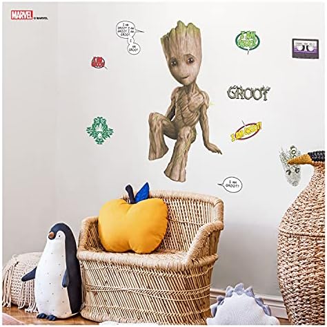 Wall Palz Marvel Guardians of The Galaxy Baby Groot Wall Decal - Groot Wall Stickers with 3D Augmented Reality Interaction - 26" Groot Stickers - Marvel Legends Room Decor