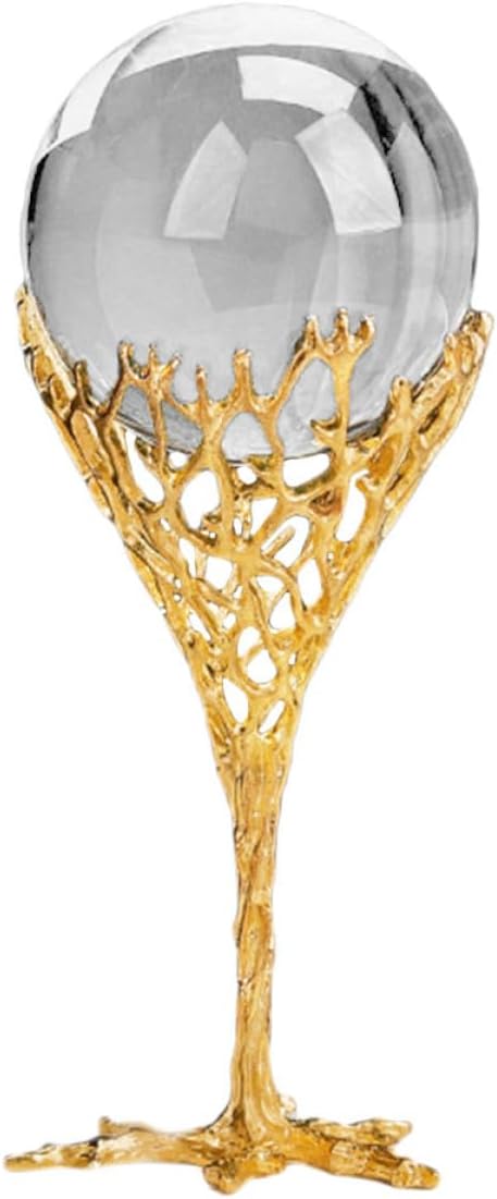 Garneck Elegant Crystal Ball with Metal Stand for Home Decoration Stable Desktop Crystal Sphere Ornament for Living Bedroom Tv Cabinet Modern Art Accent