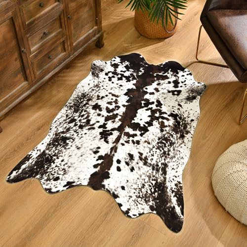 Tapete Decorativo Faux Cowhide 62x55 in Marrón Blanco miniatura 5