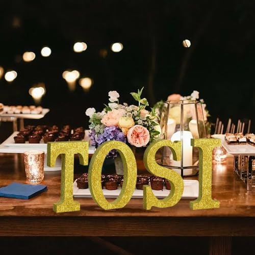 Image of TONIFUL 8 Inch Gold Glitter Letter S Table Centerpiece A-Z Gold Birthday Party Decorations,Gold Alphabet S for Birthday,Chrismas,Graduation,Bridal Shower,Wedding,Anniversary Party Supplies