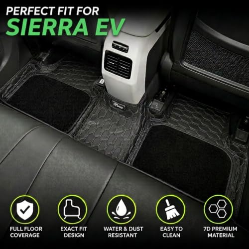 Image of EV MASTER Premium 7D Car Floor Mat Full Set for TATA Sierra EV Hybrid (2026 Onwards) Luxury Leather Double Car Foot Mats Complete Set of 3, Waterproof and Washable