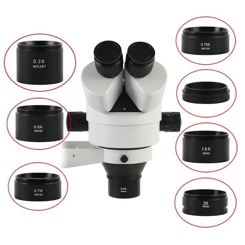 Microscope 0.3X 0.5X 0.7X 0.75X 1X 1.5X 2X 48mm Thread WD160 Trinocular Binocular Stereo Microscope Lens(0.5X)