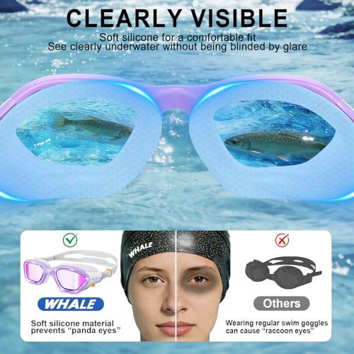 Image of Whale Swim Goggles Polarized Anti-Fog Lenses, Unisex | 100% UV Protection | Anti-Fog Goggles High Definition, Wide-Angle View