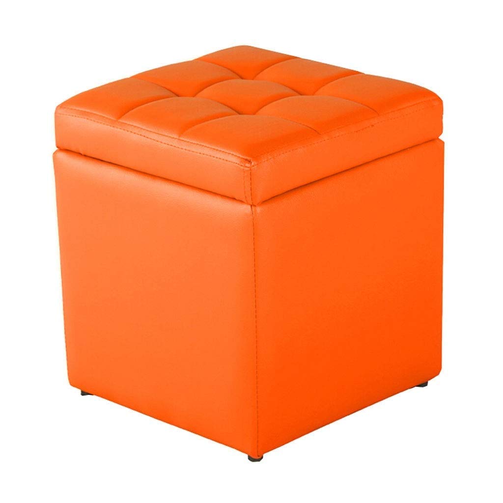 Tabouret de rangement orange : pouf carré ottoman portable pour votre salle de bains