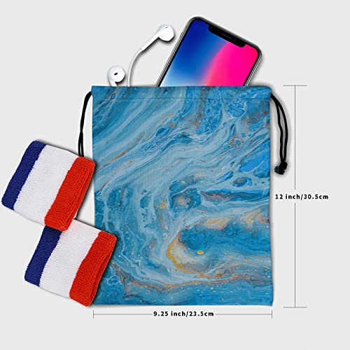 Image of Nerxy Blue Marble Grip Bag Gymnastics - Abstract Art Gymnastics Grip Bags for Gymnast Retro Paintbrush Colors Drawstring Storage Gym Pouch Bags