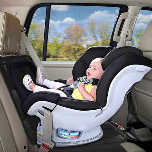 Image of STHIRA Car Seat Cover PU Car Seat Protector Pad with 4 Mesh Pockets, Full Coverage Seat Cushion with Back Support & Side Wings, Anti-Slip Comfort Seat Pad Cover Fashion Car Upholstery