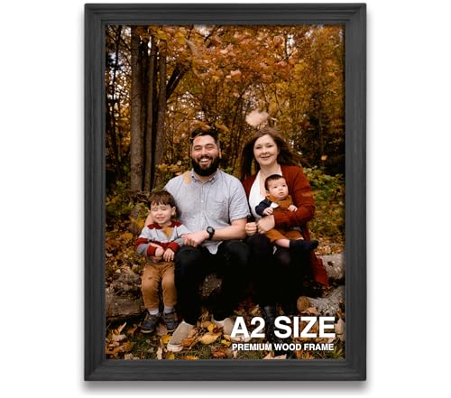 Image of A2 Size Photo Frame | Frame For Wall Decoration | Big Photo Frames For Wall | Black Wood Frame For Wall | Perfect For Living Room & Gift (A2, 16.5x23.4 inch, Black)