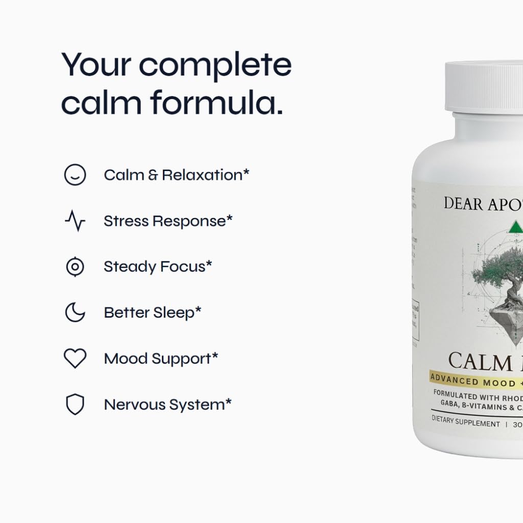 Calm Mind Stress Support Supplement with Ashwagandha, GABA, L-Theanine, 5-HTP, Rhodiola, B-Vitamins, Magnesium - 24 Ingredients - 60 Capsules — Amazon image 2