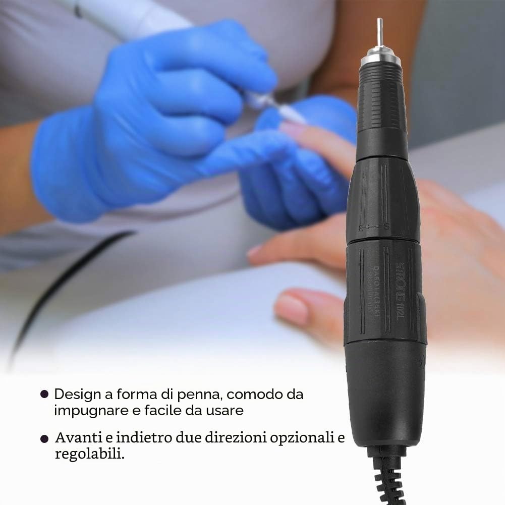 Vendite Pazze Manipolo per smalto ad alta resistenza con design a penna 102L2,35mm, impugnatura per trapano per unghie, resistente all'usura Comodo per il salone professionale faidate(black)