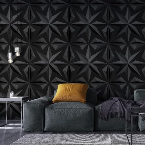 Image of Art3d Decorative 3D Wall Panels Art Petal Pack of 12 Tiles 32 Sq Ft, Black