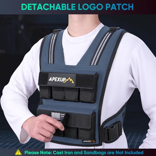 Image of APEXUP Adjustable Weighted Vest Men 20lbs /30lbs /40lbs Weights with Reflective Stripe, Weight Vest Woman Workout Vest for Strength Training Running Walking