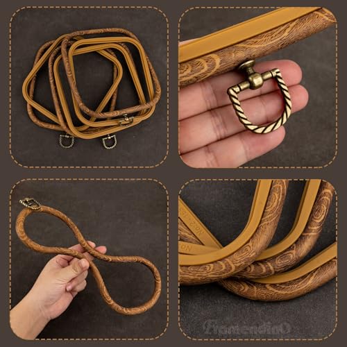 Image of Framendino, 3 Pack Imitation Wood Embroidery Hoops Cross Stitch Craft Hoop Frame for Holiday Decoration 5.71 inchx6.5 inch