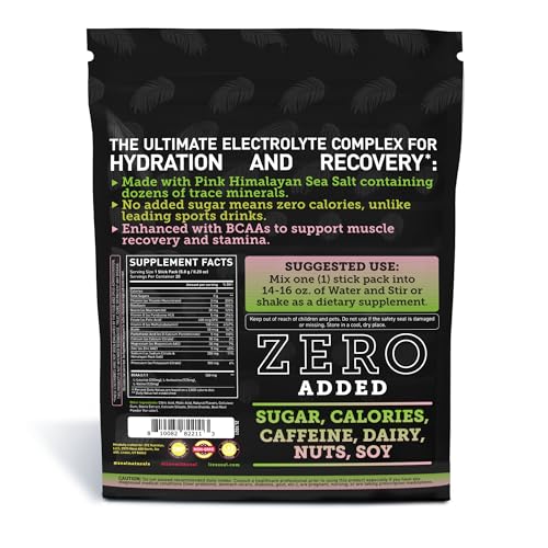 Image of Enhanced Electrolyte Powder Stick Packs (Strawberry Kiwi | 20 Packets) w / 0 Sugar +BCAAs +B-Vitamins Electrolyte Supplement w Potassium Zinc & Magnesium for Hydration - Keto Electrolytes
