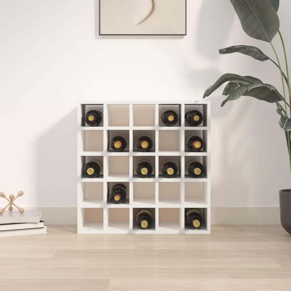 Genérico Vinoteca Blanca 56x25x56 cm Madera Maciza de Pino,Mobiliario,Armarios y Almacenamiento,Armarios para Vino y licores-821538