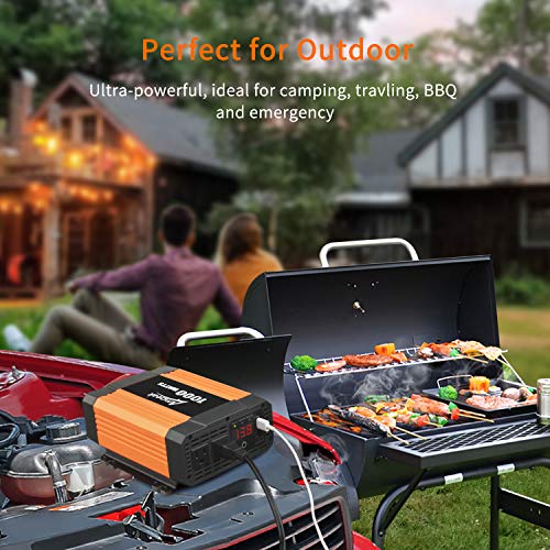 Ampeak 1000W Power Inverter Truck/RV Inverter 12V DC to 110V AC Converter with Dual AC Outlets 2.1A USB Modified Sine Wave Inverter