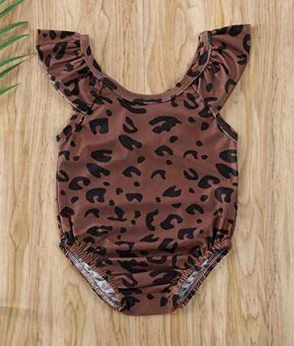 Styles I Love Toddler Girls Leopard Print Ruffled One-Piece Swimsuit Brown Bathing Suit Beach Swimwear2