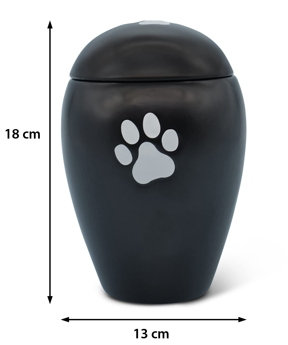 FeinKnick Urna devozionale da 1 litro, per gatto o cane, per interni ed esterni, realizzata a mano, in ceramica di alta qualità, con zampa argentata, resistente alle intemperie e per cenere