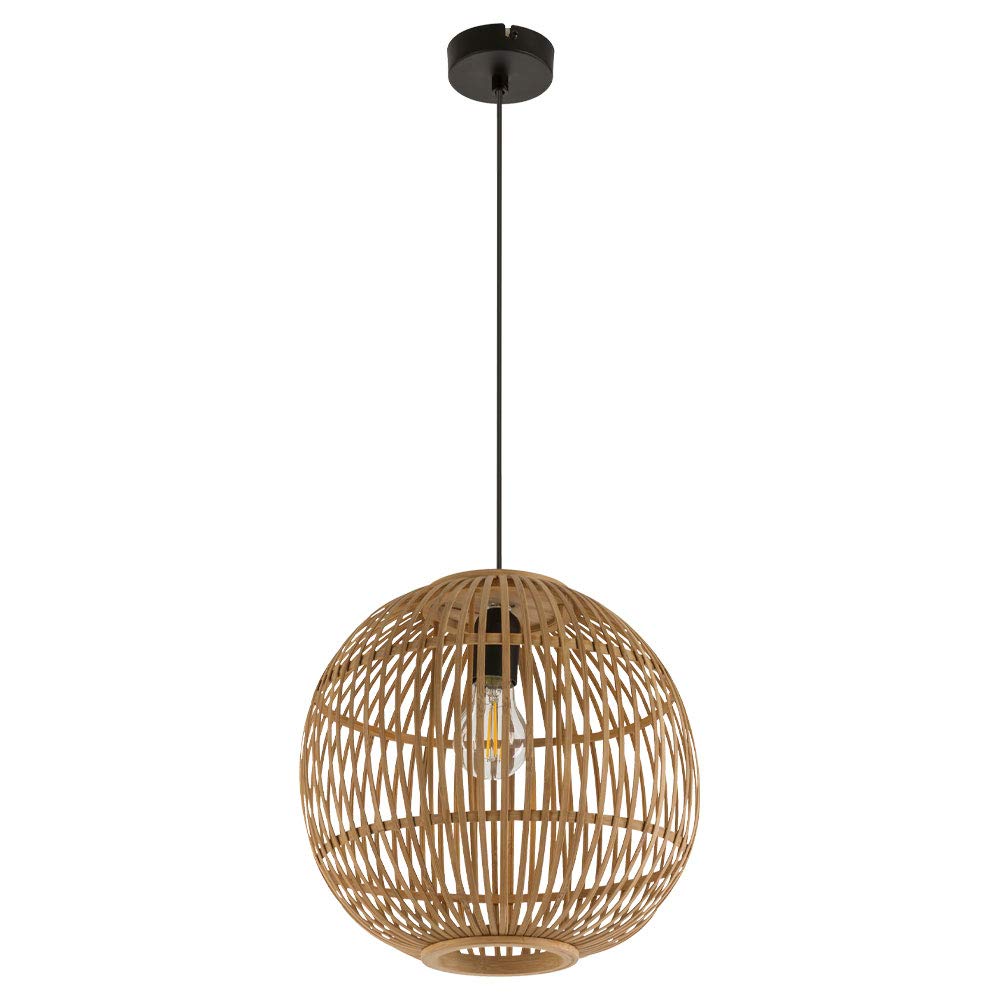 Pendelleuchte Hängelampe Wohnzimmerleuchte Esszimmerlampe Deckenleuchte, Bambus naturfarben, 1x E27 LED 7W 806Lm 2700K warmweiß, H 150 cm