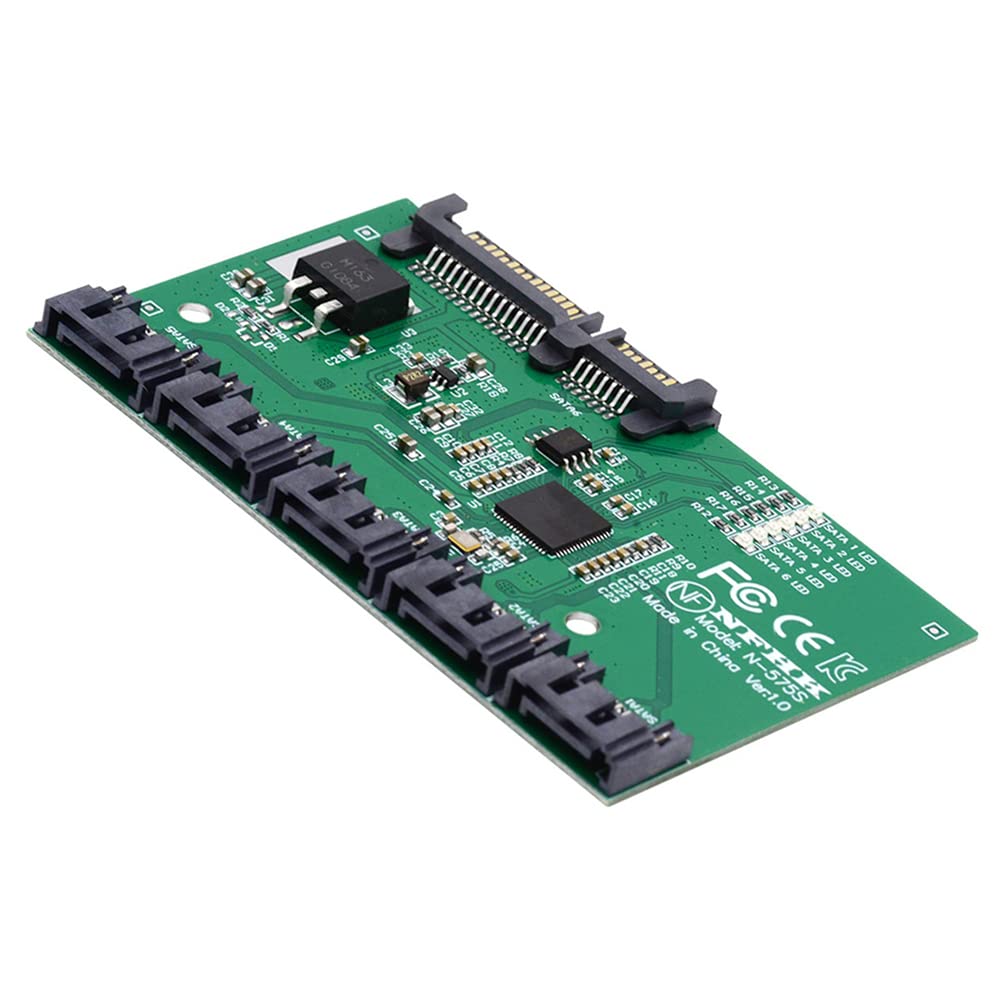 cablecc 6Gbps SATA 3.0 1 to 5 Splitter Ports HUB Adapter Converter PM Multiplier Port Selector JMB575