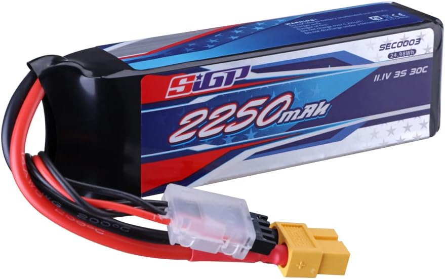 SIGP 3S Lipo Battery 2250mAh 11.1V 30C with XT60 Plug for RC Airplane Quadcopter Helicopter Drone FPV Racing Hobby