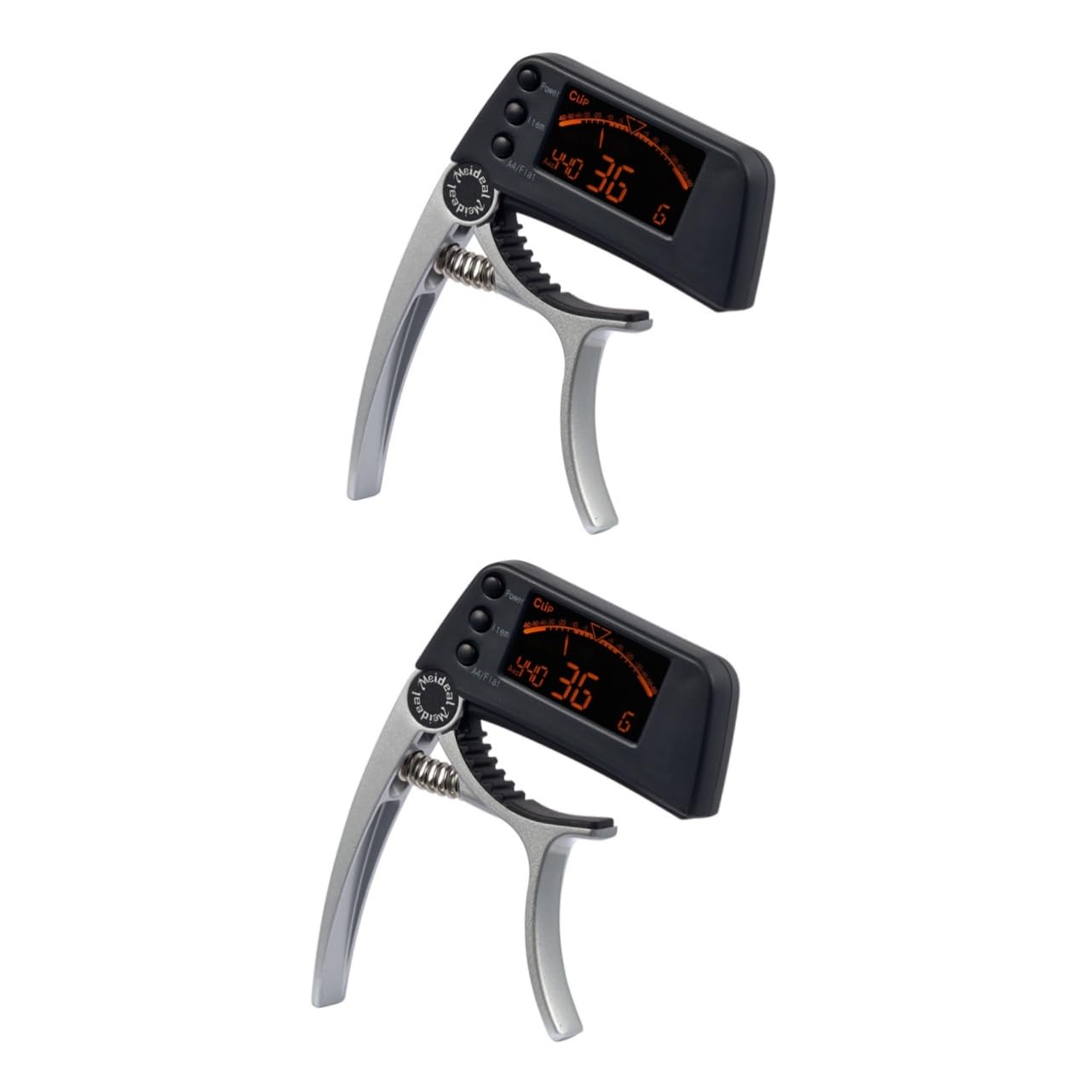 2piezas Sintonizador Digital y Para Guitarra Ukelele Clip Pantalla Lcd y Diseño Elegante Plata