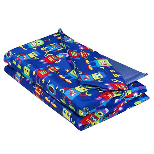 Image of Wildkin Kids Microfiber Nap Mat Cover - Soft, Durable & Fits 1.5 inch Vinyl Sleep Mats (Robots)