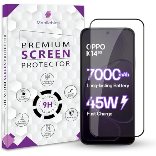 Image of Premium Tempered Glass Screen Protector Guard For Oppo K14 5G (6.75 Inch, Pack of 1) | Edge to Edge Coverage With Easy to installation kit