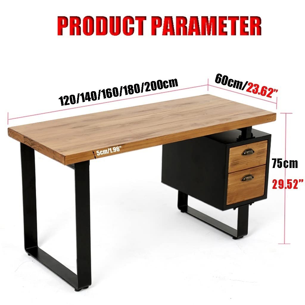 新品 アマゾンブランド Rivet Classic アンティーク調 木製デスク Amazon.com: Computer Desk Retro Solid Wood Wrought Iron