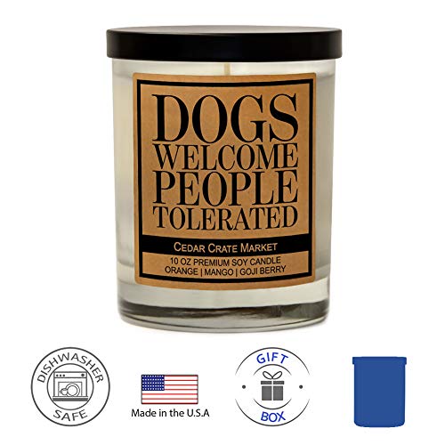 Funny Dog Candles Gifts For Women, Men, Dog Lovers, Pet Candle For Home, House, Dog Mom Gifts, Pet Mom, Fur Mamas, Dog Dads, Foster, Rescue, Adoption Pet Families (Dogs Welcome, People Tolerated) #TOP6