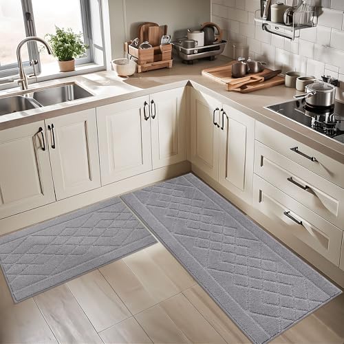 BEQHAUSE Kitchen Rugs Set of 2 Non Slip Runner, 20"x30"+20"x48", Grey by BEQHAUSE - Used condition - Image 8