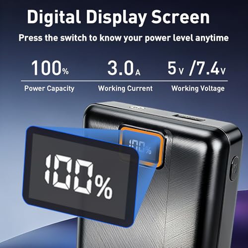 Image of Diweez 16000mAh Heated Vest Battery Pack, 7.4V /5V Power Bank with LED Display for Heated Apparel, Vest, Jackets, Pants, Heated Blanket, Portable Charger with DC /USB-A /USB-C Output and Type-C Input