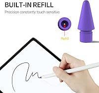 Vista 4 de AWINNER Punta de bolígrafo compatible con puntas de lápiz Apple de 1ª y 2ª generación (rojo/amarillo/púrpura/rosa/cian)