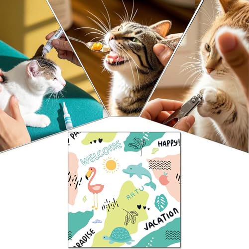 Image of Cat Wrap for Cutting Nails Cloth Burrito Wrap for Nail Clipping,Scratch and Escape Prevention,Multi-Purpose Swaddle Wrap Pet Worker (Dolphin + Flamingo, 21.65inchx21.65inch)