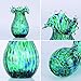 Hand Blown Green Glass vase, Decorative Wide Mouth Glass vase for Home Living Room, Fireplace Decorations, Table centerpieces, entryway Tables and Wedding Decorations.