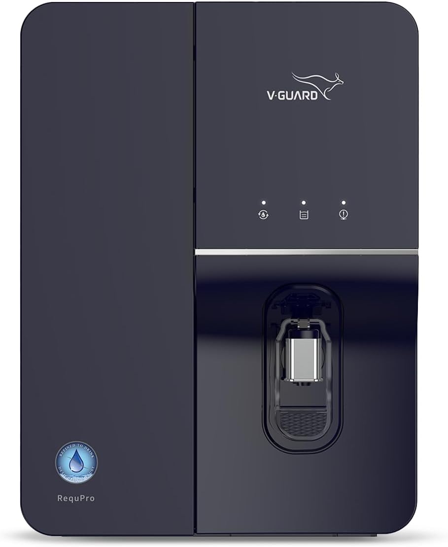 V-Guard RequPro RO UV UF Mineral Water Purifier | 5.5 L Stainless Steel Tank | India's Best Design Project 2024 | Saves 95+ Glasses of Water Daily | 8 Stages | 1-Year UNCONDITIONAL Warranty by V-Guard