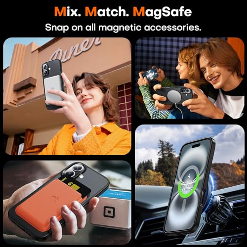 Image of TAURI for iPhone 16 Plus Case, Compatible with MagSafe, Matte Black | with Screen Protector, Not-Yellowing Military-Grade Protection, Shockproof Slim Magnetic Case for iPhone 16 Plus