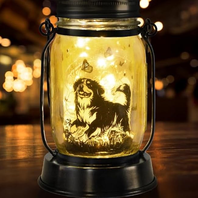 Dog Solar Lanterns Dog Lover Gifts for Women Men Dog Lovers Gifts Hanging Dog Lanterns with Stake for Yard Lawn Garden Decor Waterproof Dog Lights Torches
