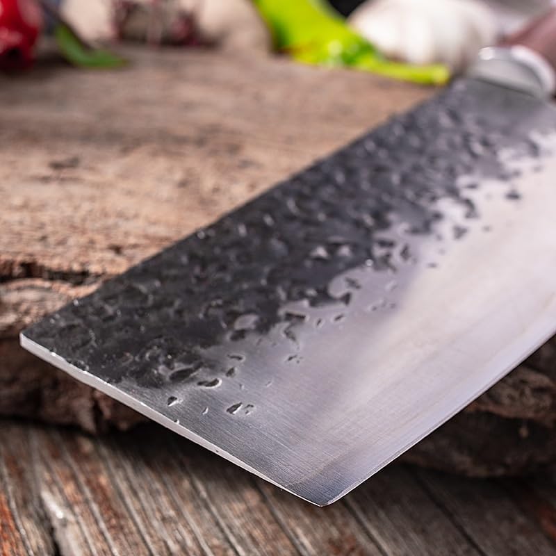 Meat Cleaver,Cleaver Knife, Forged Clip Steel Slicing Knife Chinese Kitchen Knife for Cutting Meat Dishes Hand-sharp 9Cr High-carbon Triple Steel