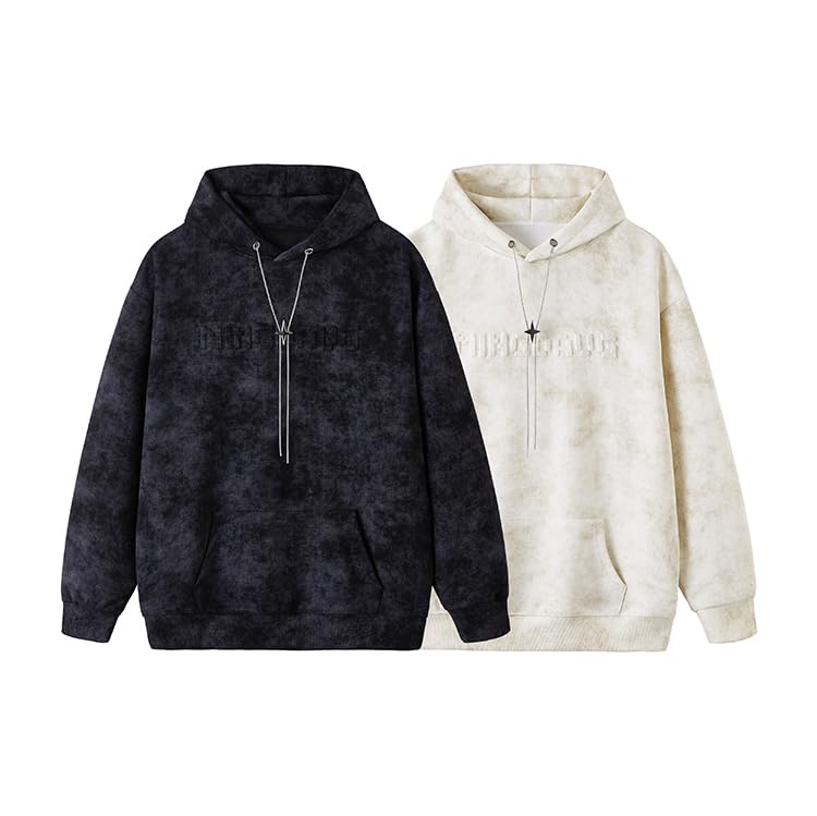 Mens Tie Dye Hoodies Embossed Pullover Hoodie Vintage Graphic Hooded Sweatshirt Streetwear3