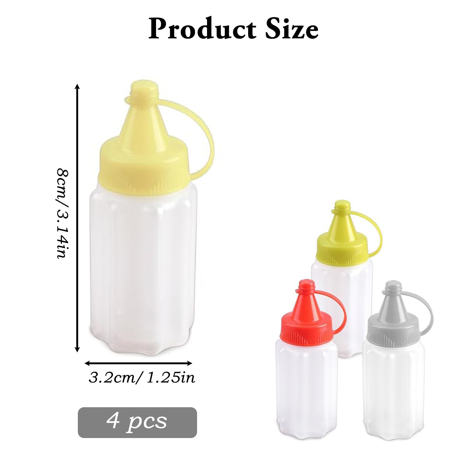 4 Piezas Mini Botella de Salsa, Botella de Condimento,Botella de Salsa Exprimible para Exteriores, Recipiente de Salsa Exprimible, Adecuado para Salsa de Tomate,Aceite de Oliva (Cuatro Colores)