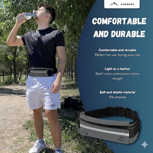 Miniatura 3 de Nordrun Riñonera Running Ajustable E Impermeable Apta Par Todos Los Moviles Riñonera Running Mujer Y Hombre Cinturon Running Running Belt Gris
