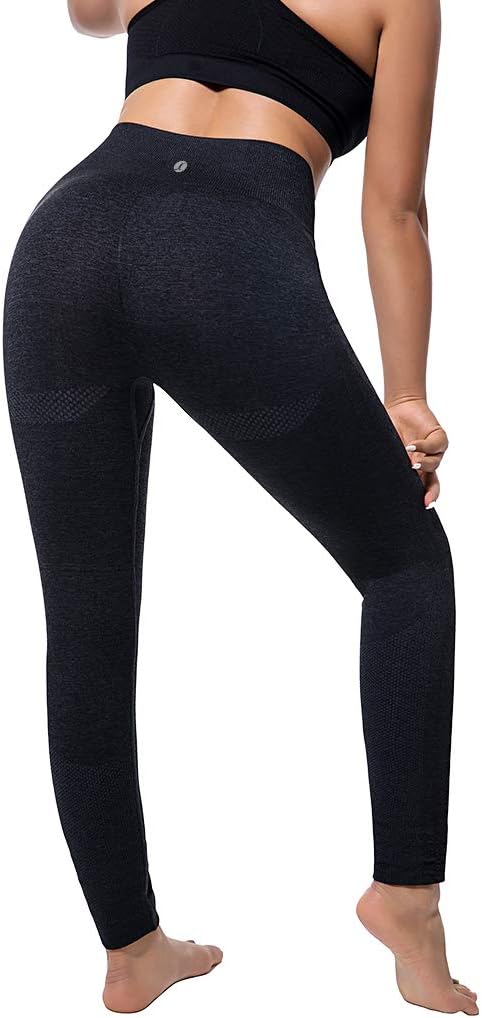 Leoyee Seamless Gym Leggings Power Stretch High Waisted Yoga Pants for Women Running Workout Tights Leggings