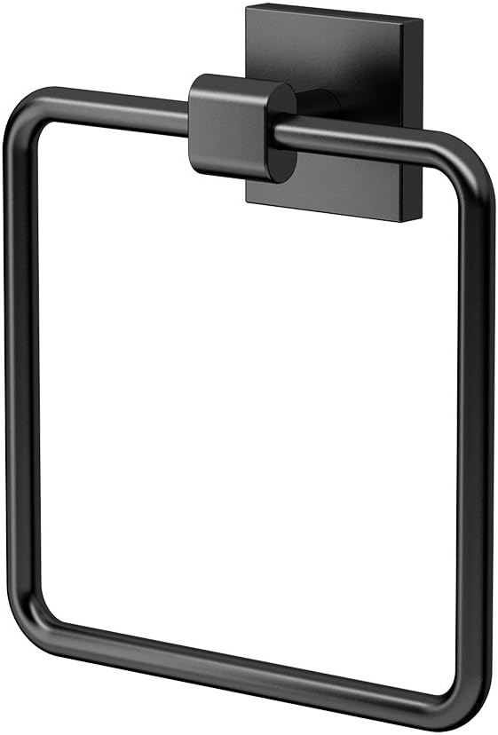 Gatco 4052MX Elevate Bathroom Towel Ring Holder, Matte Black , 6.13" Wide