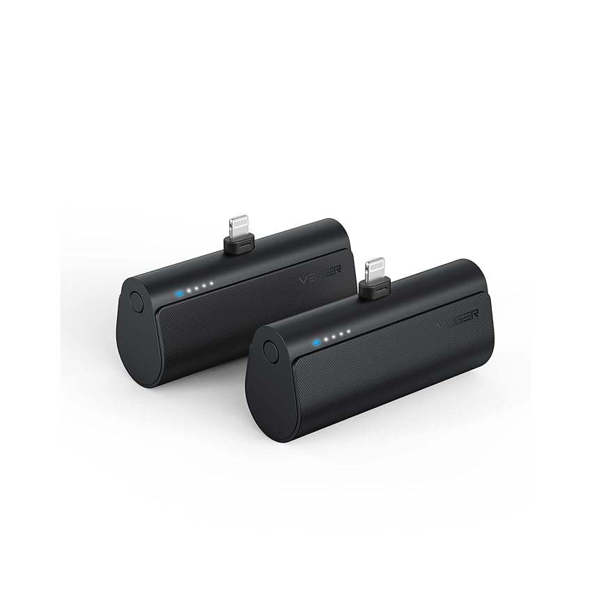 Immagine del prodotto VEGER Power Bank 5000mAh 2-pezzi, PD 20W Mini Power Bank wireless, batteria esterna portatile con ricarica rapida, caricabatterie leggeri compatibili con iPhone 12/11/XR/XS/X/8/7, ecc (Nero)