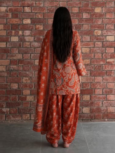 Image of ANNI Designer Farshi Salwar Suit for Women Cotton Printed | Kurta Dupatta Set for Woman | Straight Palazzo Outfit Square Neck Long Sleeve Ethnic Dress Stylish Womens Clothing