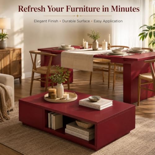 Image of HOME13 Red Wall Paper Peel and Stick Contact Paper Garnet Red Wallpaper for Cabinets and Drawers Matte Wallpaper Removable Self-Adhesive for Bathroom Countertops Vinyl Sticker(20x150 Inch)