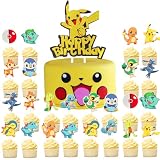 Pibypil Happy Birthday Cake Toppers For Women Children Kids Boy or Girl Cake Decorations Gold Cartoon Themed Birthday Party Supplies