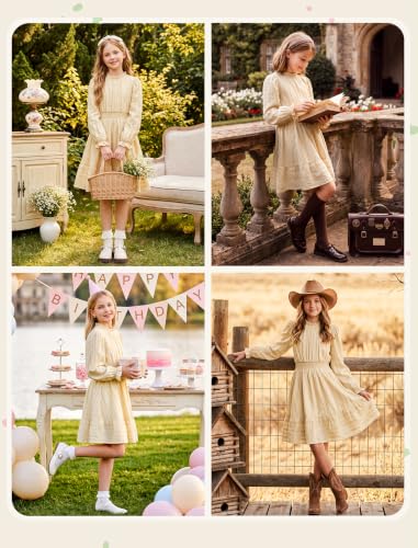 HOZIY Dresses for Girls 8-10 Fall Apricot Vestidos para Niñas Midi Dress - image 6